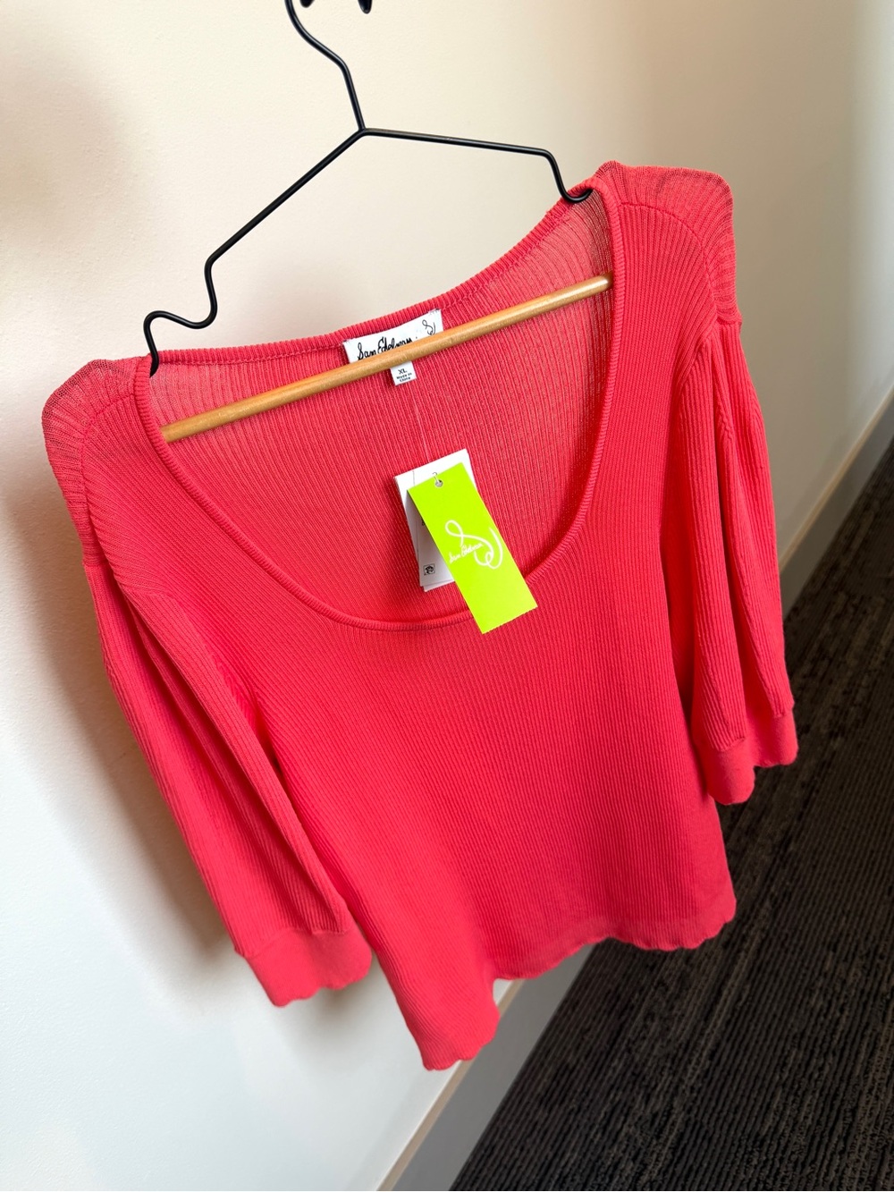 Sam Edelman Pink Ribbed Top XL NWT